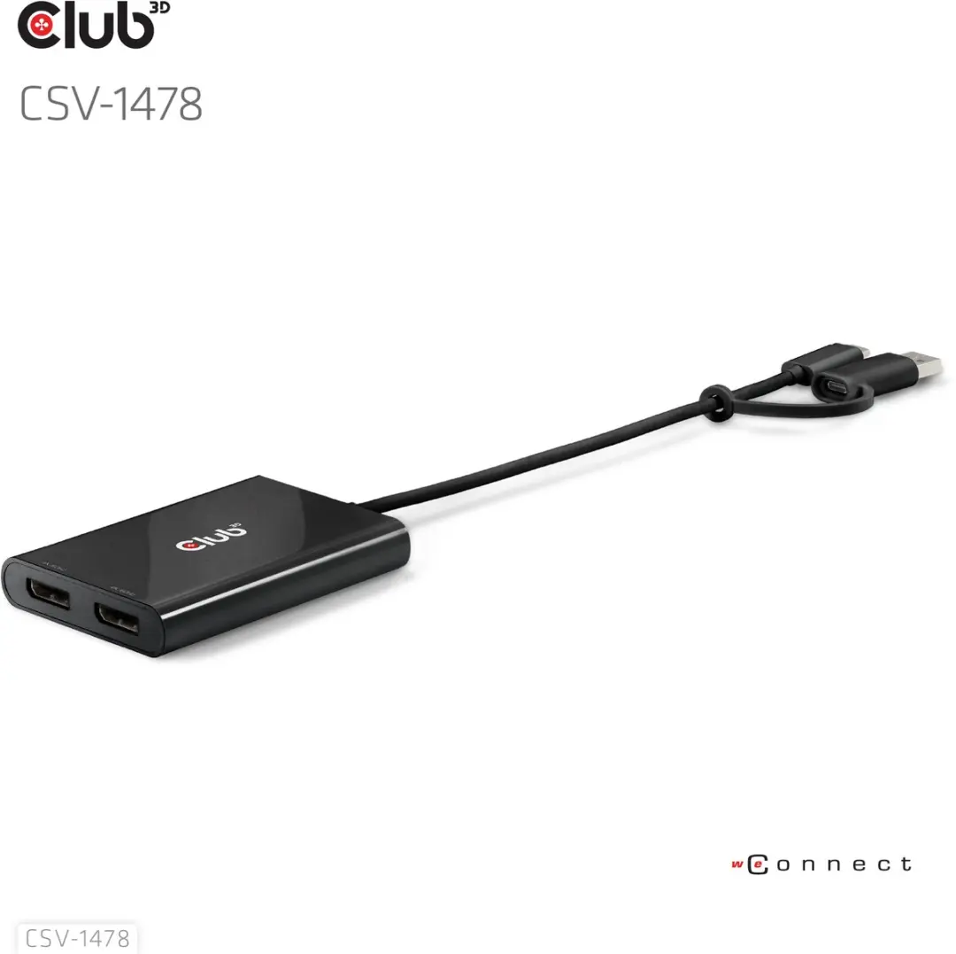 CLUB3D CSV-1478 Video Splitter USB-C 2x DisplayPort - Zwart - afbeelding 3 van 6