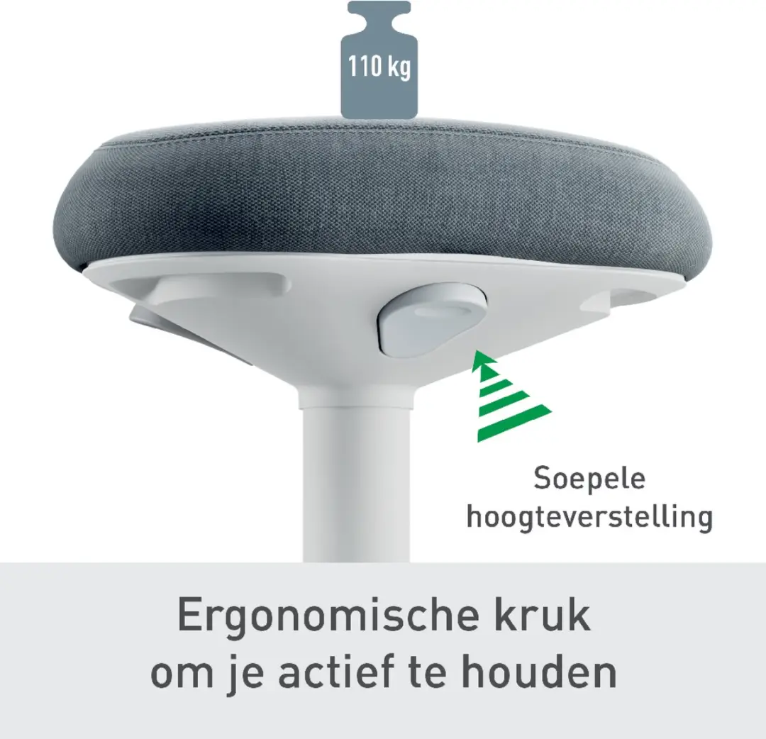 Leitz Ergo Active Zit Sta Kruk - Grijs - afbeelding 5 van 6