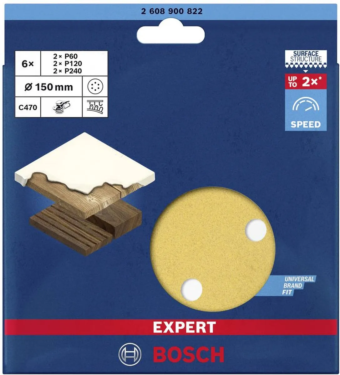 Bosch Professional EXPERT C470 Excenterschuurpapierset - 6 Stuks Ø150mm
