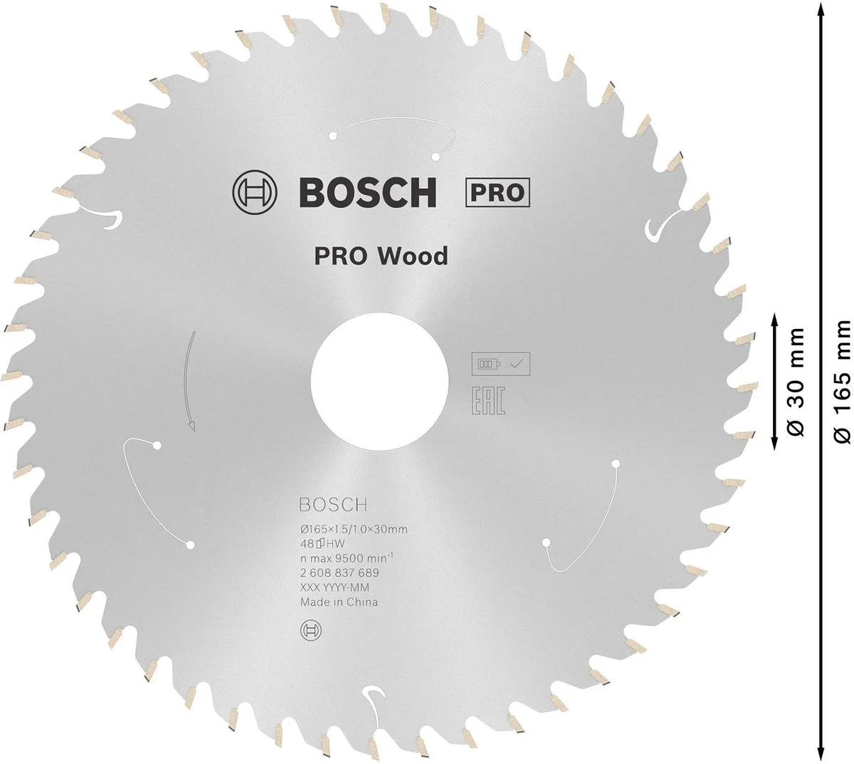 Bosch Professional PRO Wood Zaagblad 165mm - 48 Tanden