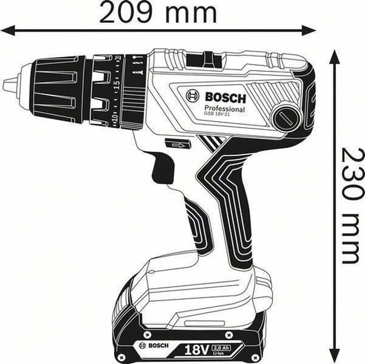 Bosch Professional GSB 18V-21 Klopboormachine - 2 Snelheden - 2x Accu - afbeelding 6 van 6