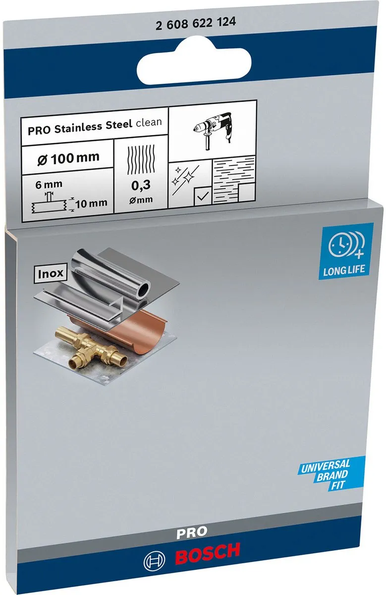 Bosch Professional 6mm Schijfborstel 100mm - Gegalvaniseerd RVS - Zilver