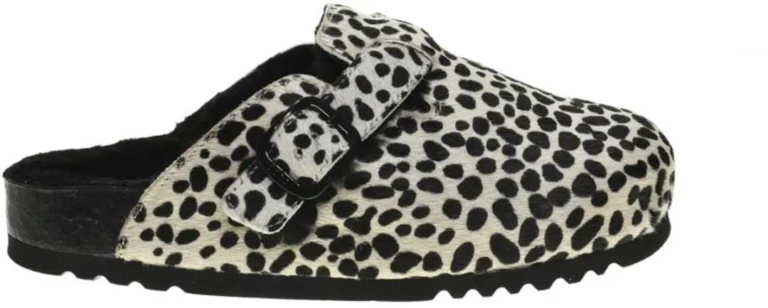 Klomp Scholl Women Fae New F Cow Hair Black White-Schoenmaat 40