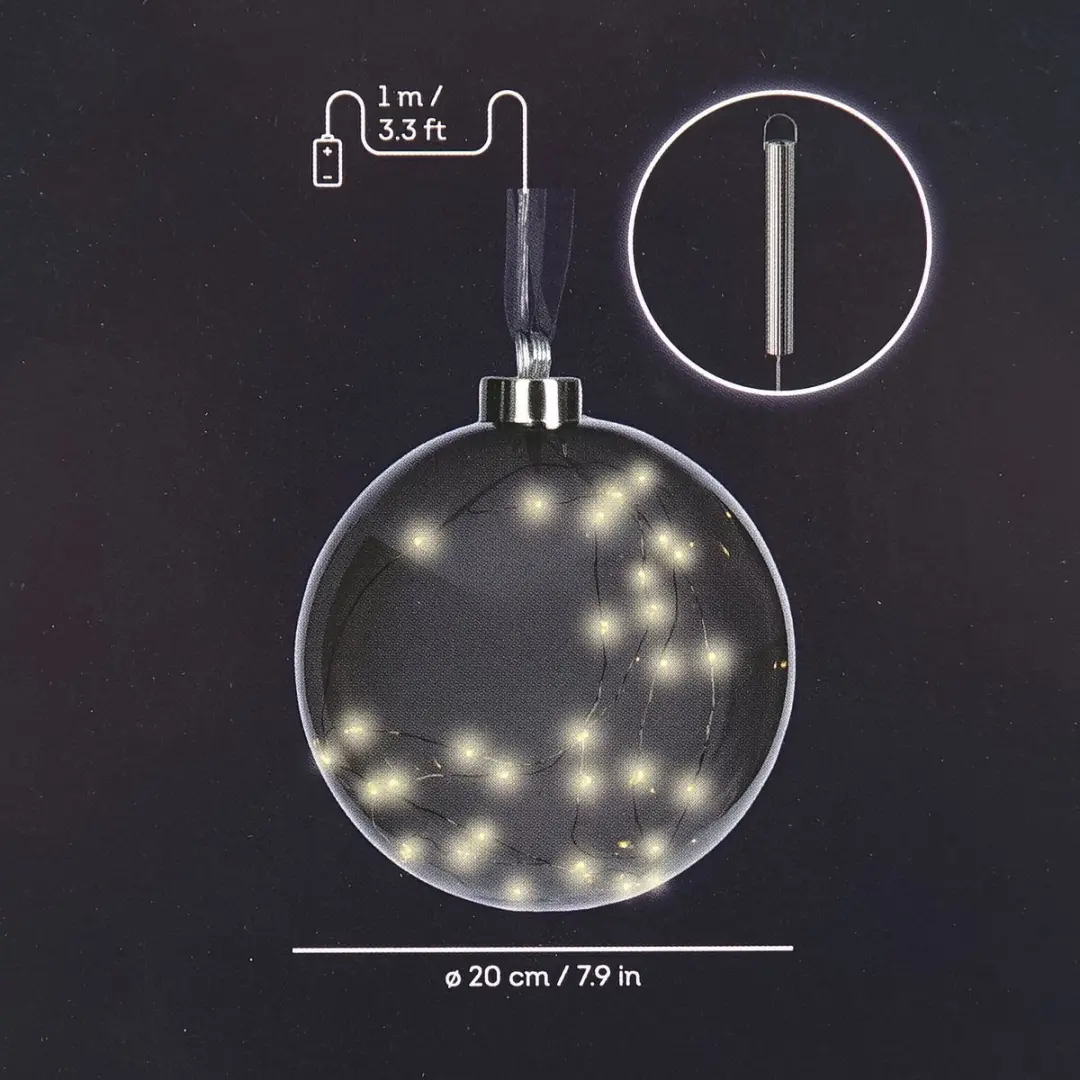 Kaemingk Micro-LED Bal Ø20cm - 40 Lampjes Antraciet - afbeelding 2 van 5