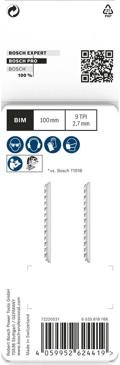 Bosch Professional T101BF Decoupeerzaagbladen Hout - 2 Stuks
