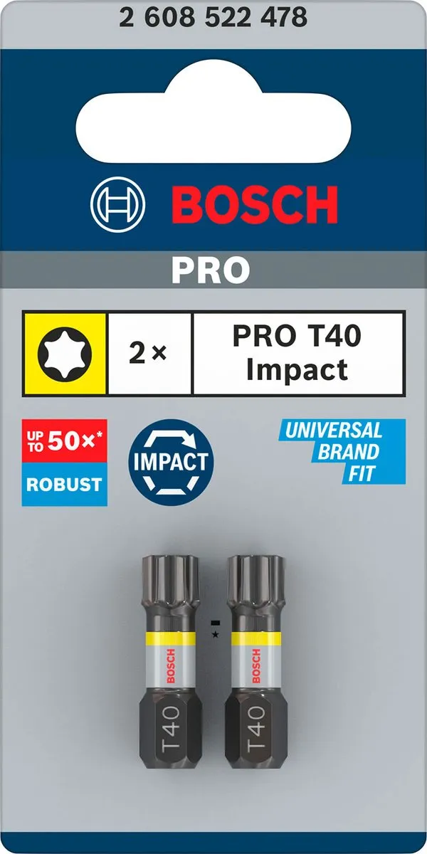 Bosch Professional PRO Torx Slagmoerbeitel T40 2-delig
