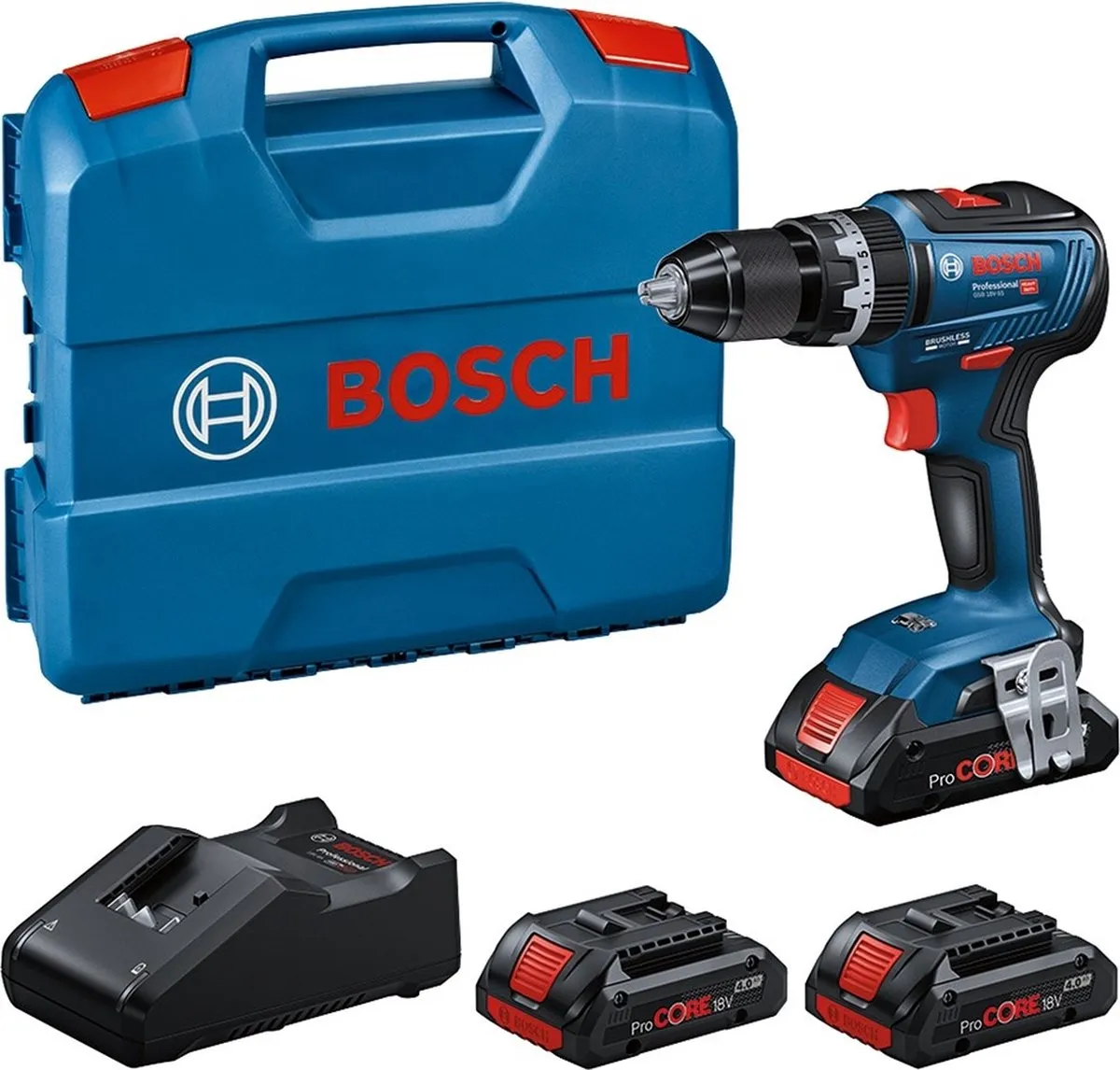 Bosch Professional GSB 18V-55 Klop-/Schroefboormachine - 3x 4.0Ah - 0615A5002V