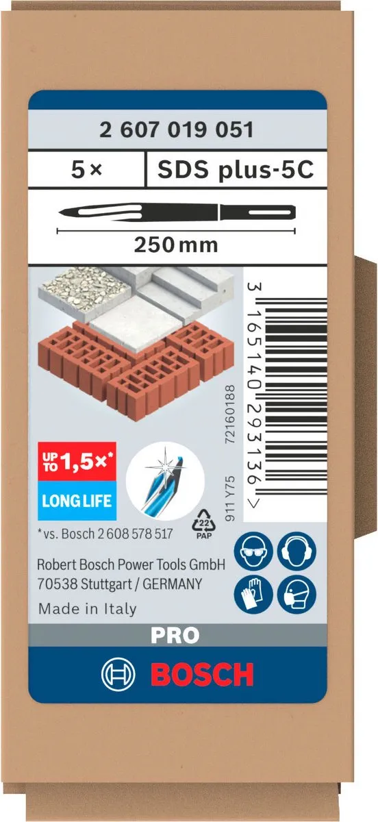 Bosch Professional SDS Plus Puntbeitels 5 Stuks - Hout