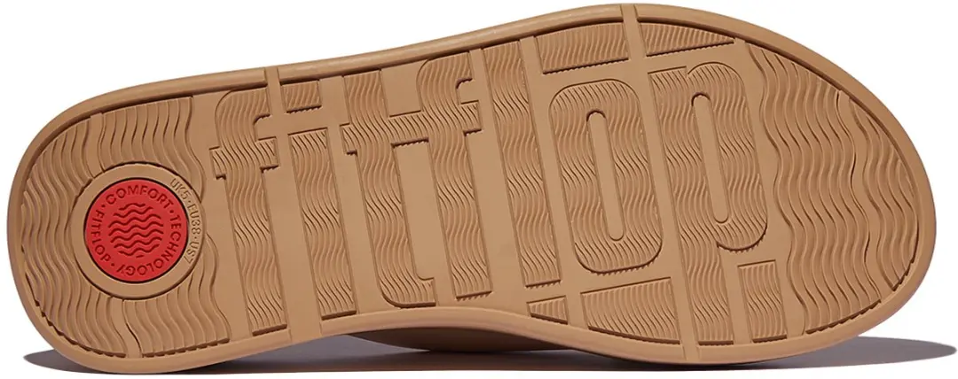 FitFlop FitFlop F-Mode Leather Flatform Cross Slides BEIGE