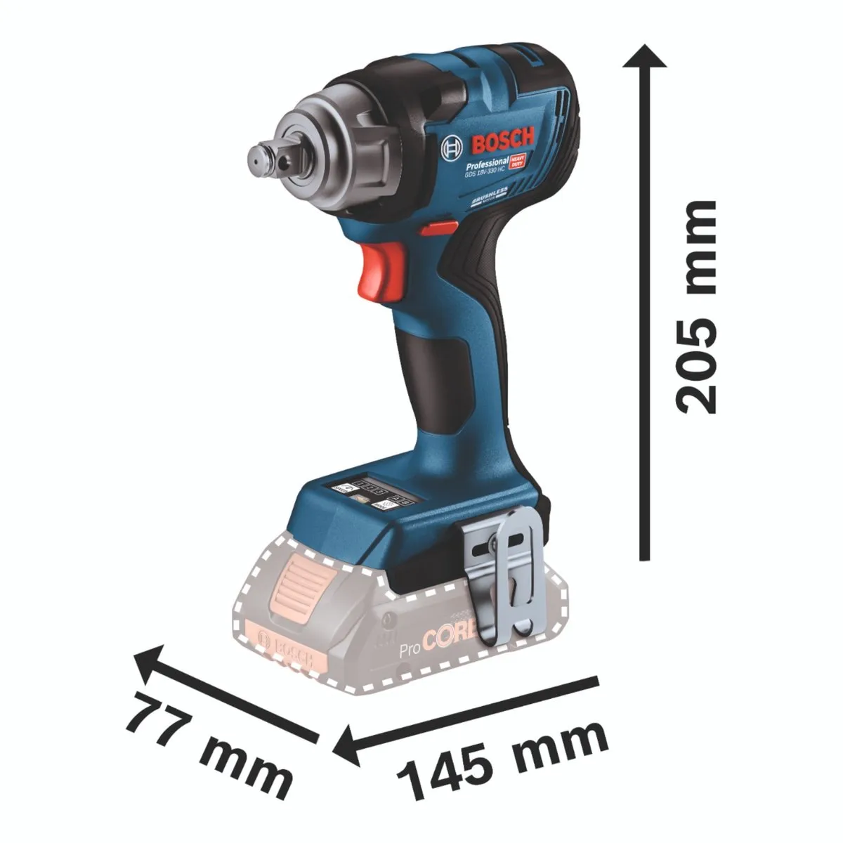 Bosch Professional GDS 18V-330 HC Slagmoersleutel 330Nm - 1/2" - 18V