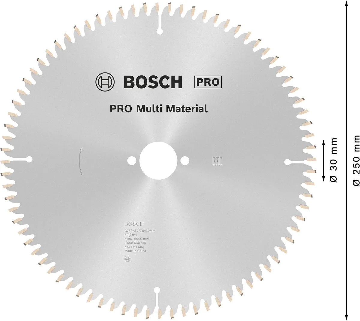 Bosch Professional Cirkelzaagblad Multimaterial 250mm 80T