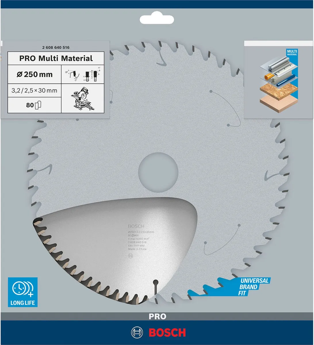 Bosch Professional Cirkelzaagblad Multimaterial 250mm 80T