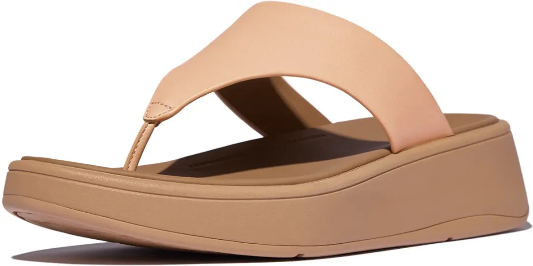 FitFlop FitFlop F-Mode Leather Flatform Toe-Post Sandals BEIGE