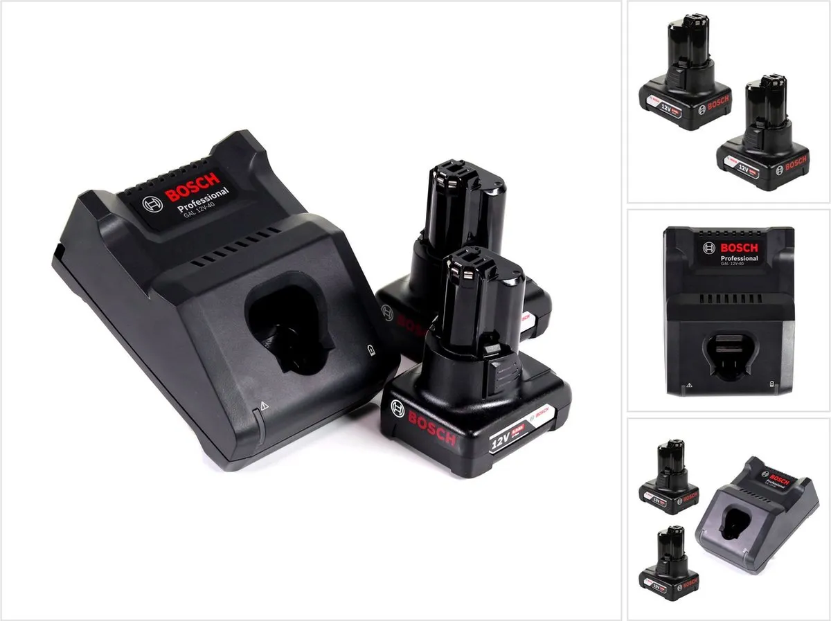 Bosch GAL 12V-40 + 2x GBA 12V 6.0Ah Snellader met accu's