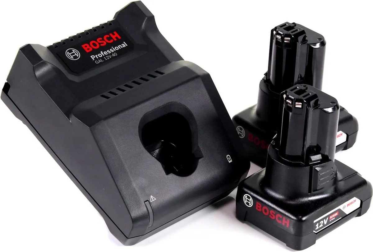 Bosch GAL 12V-40 + 2x GBA 12V 6.0Ah Snellader met accu's