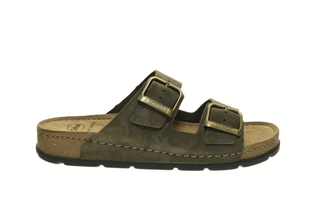 Khaki Suede Slippers Scholl Bora maat 42
