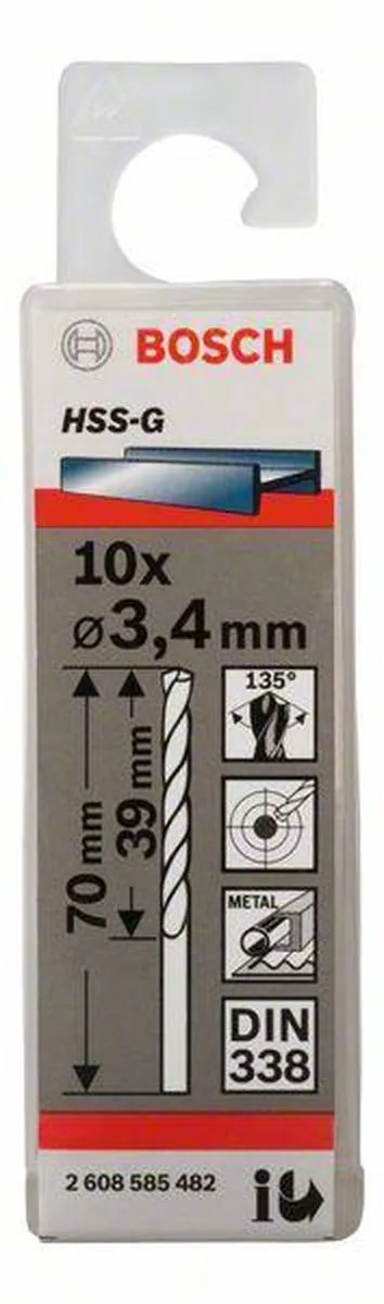 Bosch Professional ST. LINE 3.4mm HSS-G Boorbit - 10 Stuks