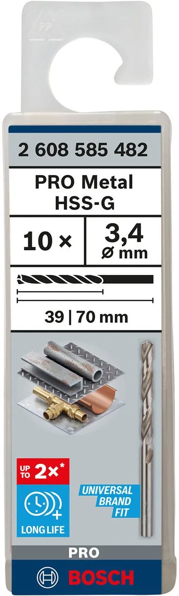 Bosch Professional ST. LINE 3.4mm HSS-G Boorbit - 10 Stuks