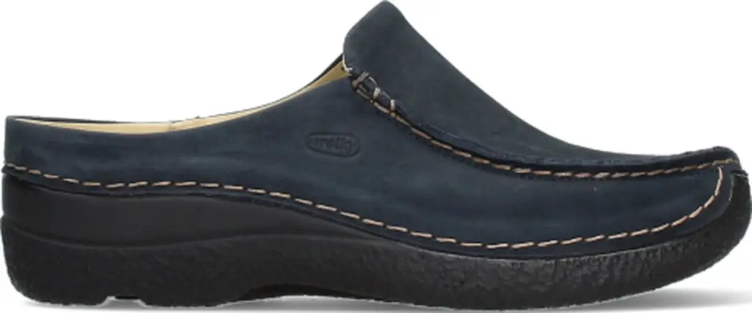Wolky Klompen Seamy Slide blauw nubuck