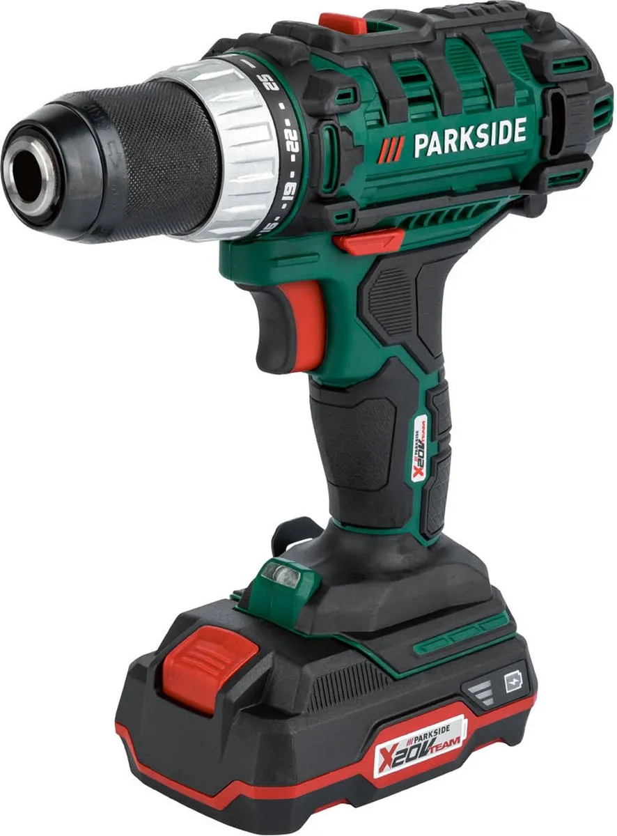 Parkside 20V Accu Schroefboormachine Set - 2 Accu's - 73-delig
