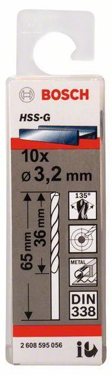 Bosch Professional ST. LINE 3.2mm HSS-G Boor - Metaal - 10 Stuks