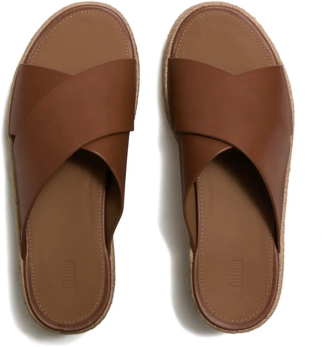 FitFlop Platfforms Espadrille Wedge Cross Slides - Bruin
