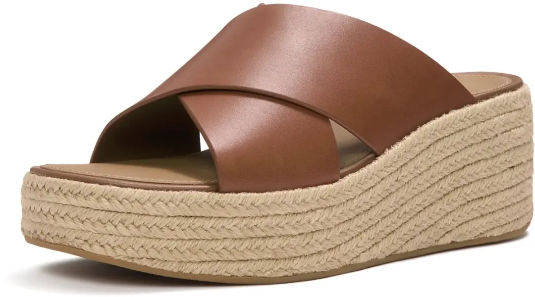 FitFlop Platfforms Espadrille Wedge Cross Slides - Bruin