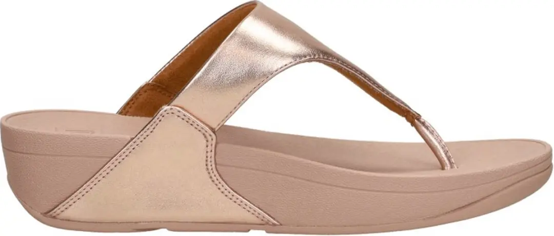 FitFlop Lulu Leather Teenslippers Rosé-goud - Maat 43