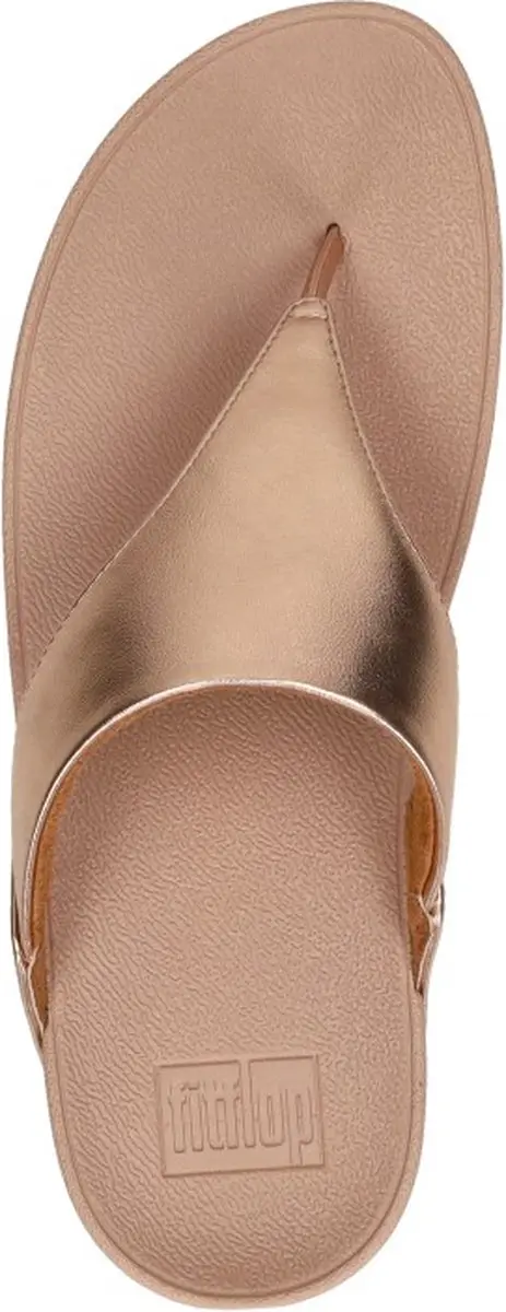 FitFlop Lulu Leather Teenslippers Rosé-goud