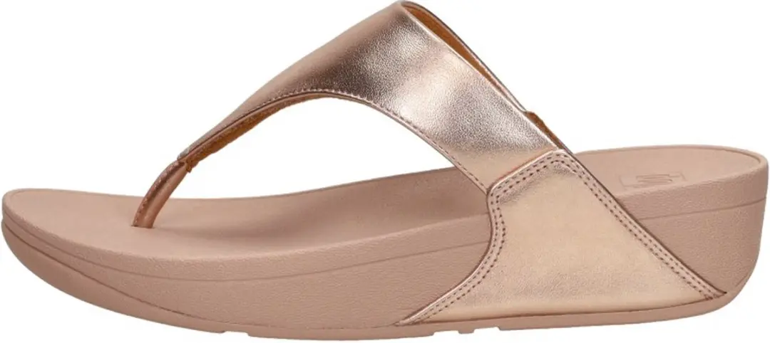 FitFlop Lulu Leather Teenslippers Rosé-goud - Maat 43
