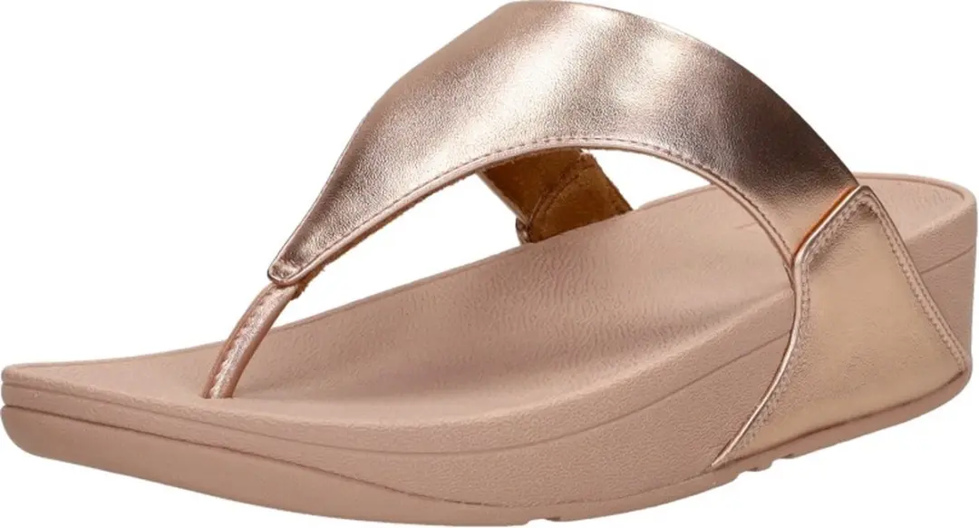 FitFlop Lulu Leather Teenslippers Rosé-goud - Maat 43