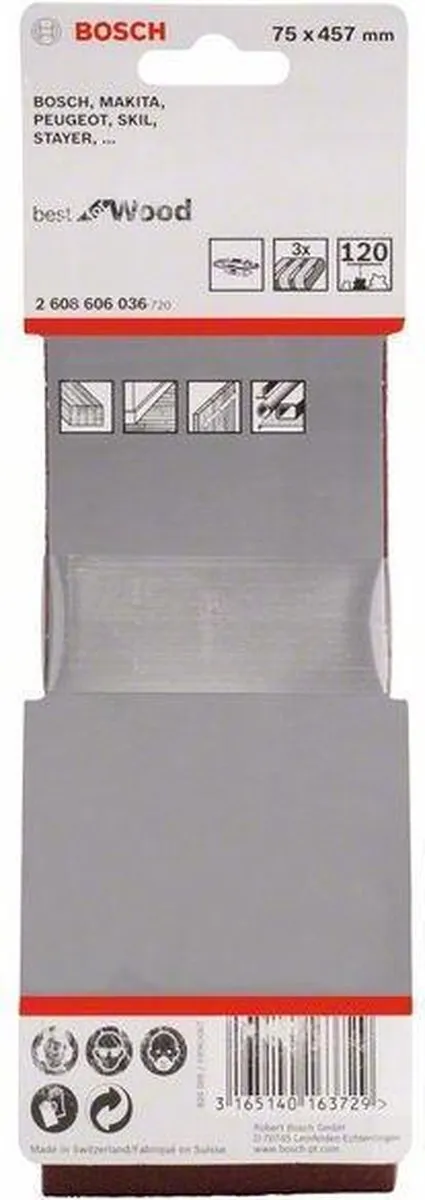 Bosch Professional 3 Banden 75x457mm Best Wood+Paint - 1 Stuk