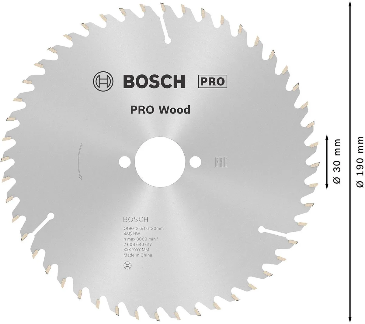 Bosch Professional CIRKZB OPT 190X30X2,6 48T Zaagblad - Hout - Ø190mm