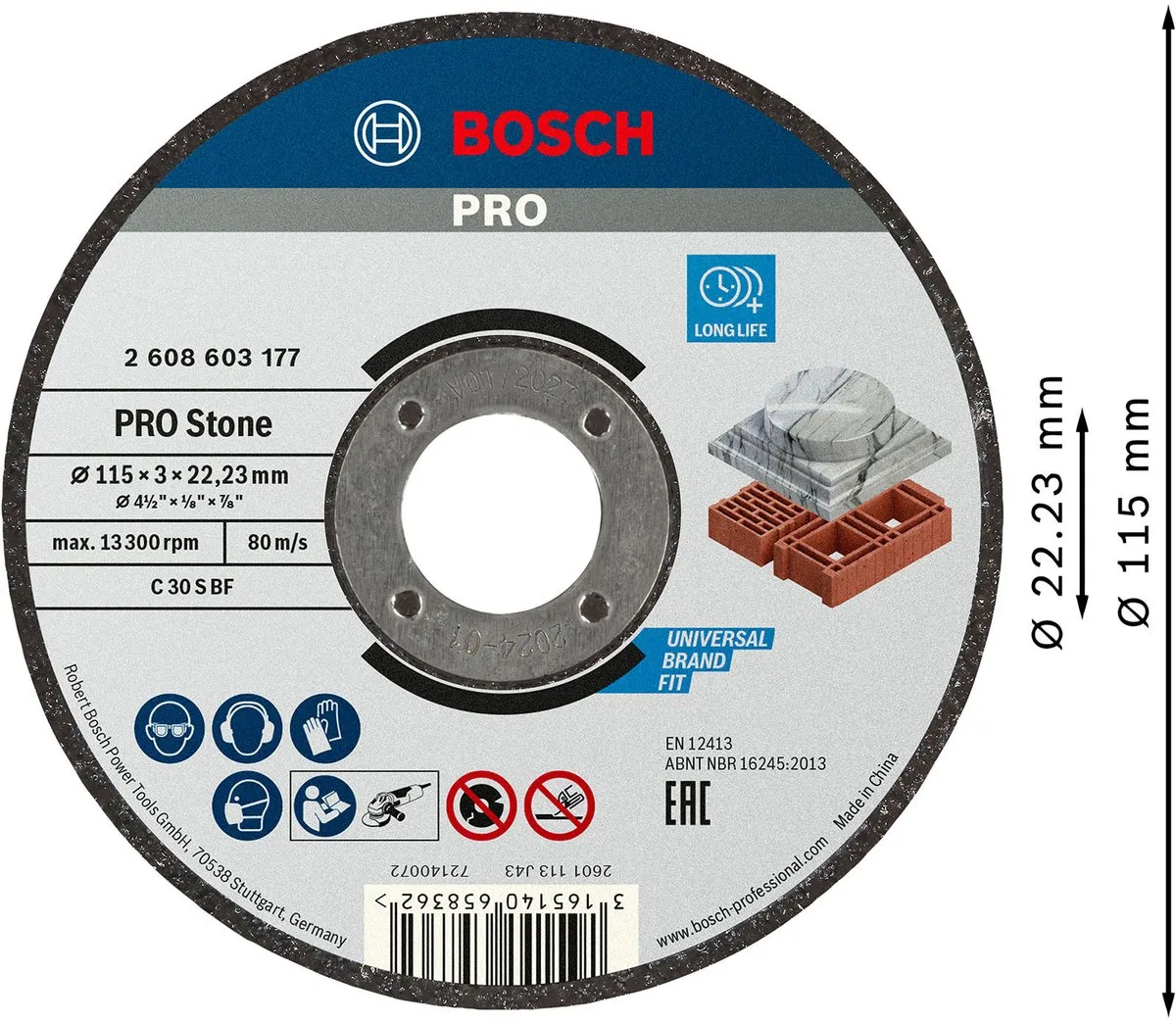 Bosch Professional Doorslijpschijf C 30 S BF 115mm - Steen/Beton