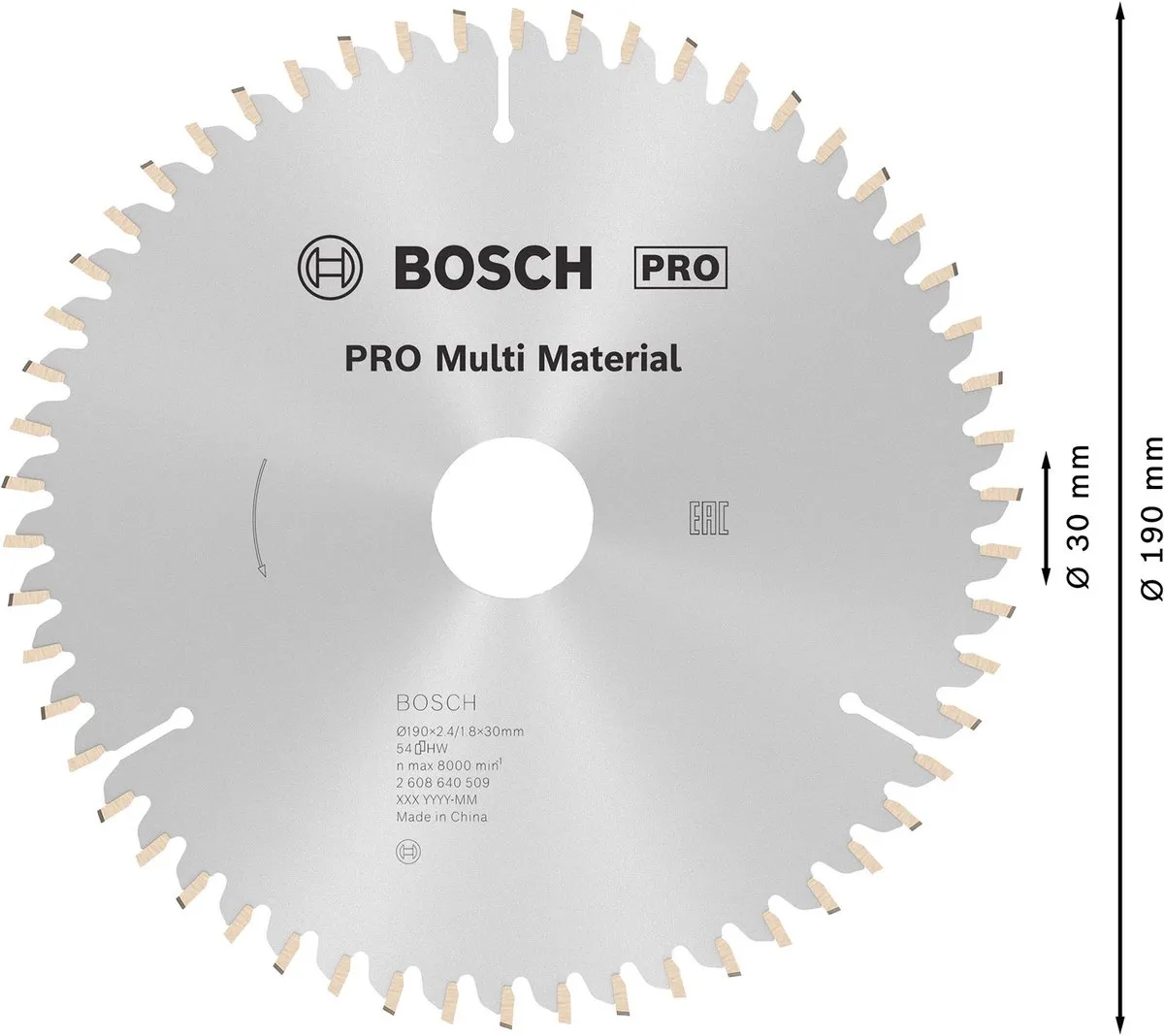 Bosch Professional CIRKZB MULTI Zaagblad 190x30x2,4mm - 54T Metaal