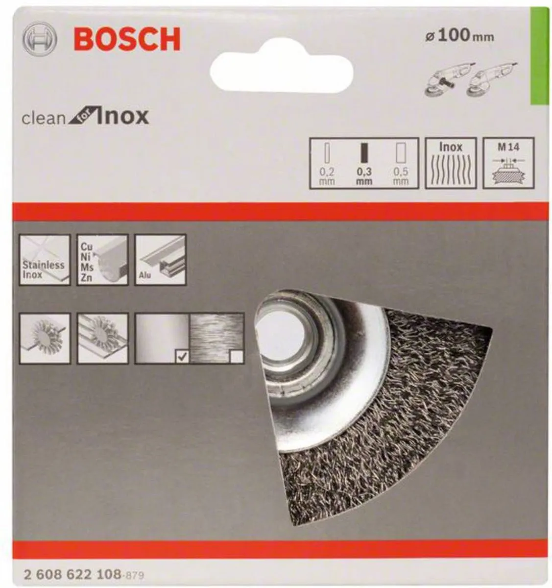 Bosch Professional M14 Kegelborstel 100mm - Gegalvaniseerd - Inox - afbeelding 6 van 6