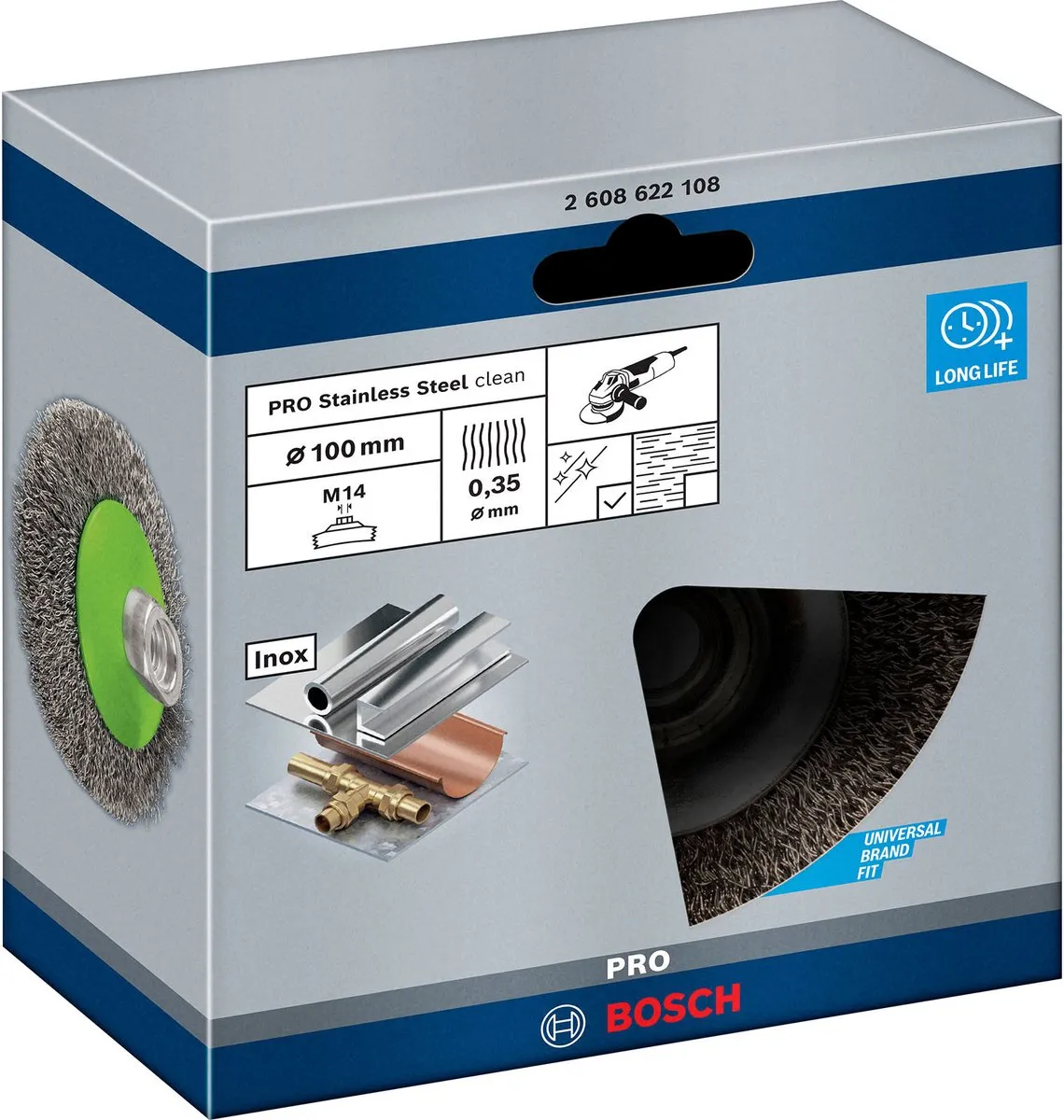 Bosch Professional M14 Kegelborstel 100mm - Gegalvaniseerd - Inox