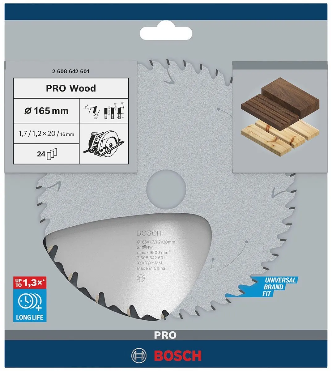 Bosch Professional Cirkelzaagblad Speed 165mm Hout - 24T - afbeelding 2 van 6