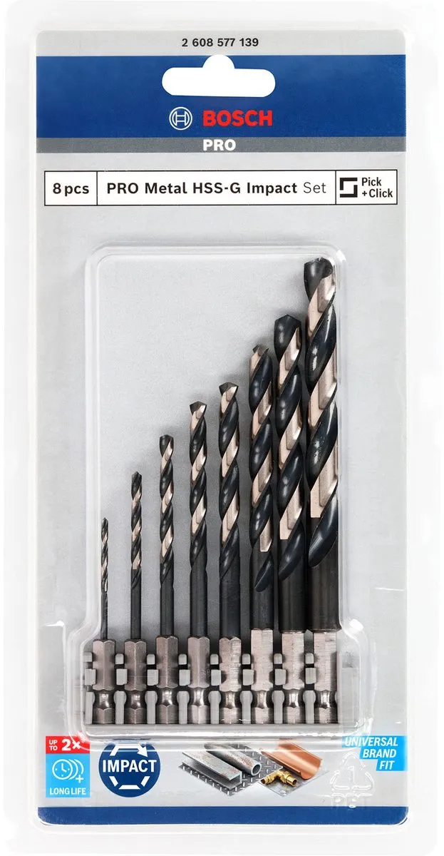 Bosch Professional Impact Control HSS 8-d Set - Metaal - 8 Stuks