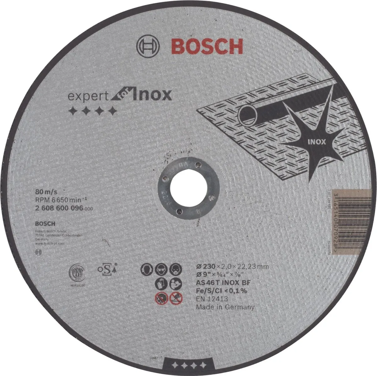 Bosch Professional DSS RECHT RVS 230X2 - Metaal - Ø230mm