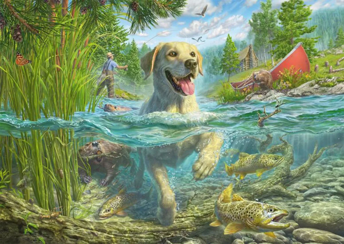 Schmidt Yellow Labrador Fishing Legpuzzel 1000 Stuks - SCH-58557