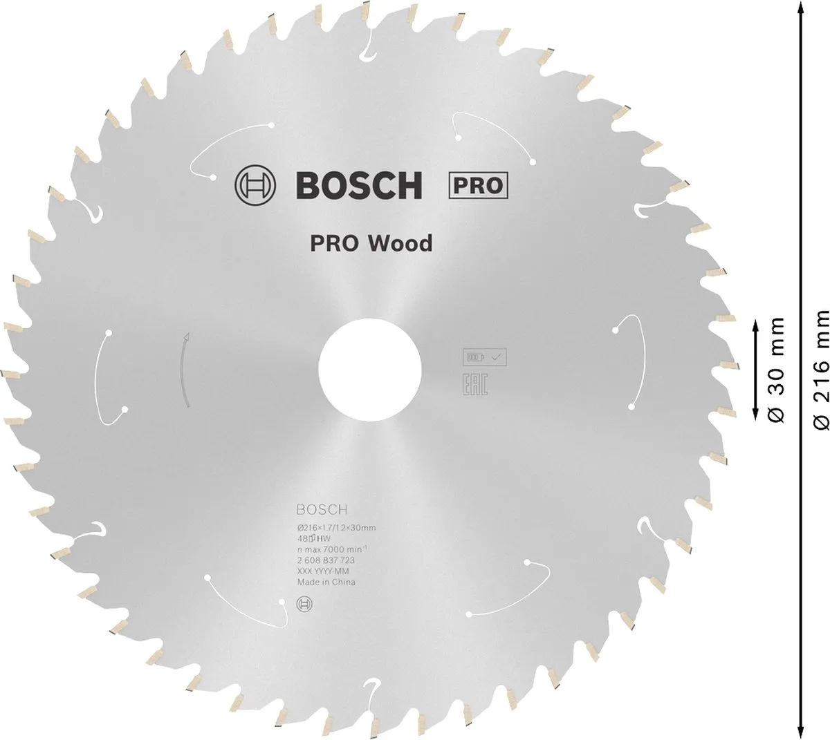 Bosch Professional PRO WOOD T48 Cirkelzaagblad 216mm