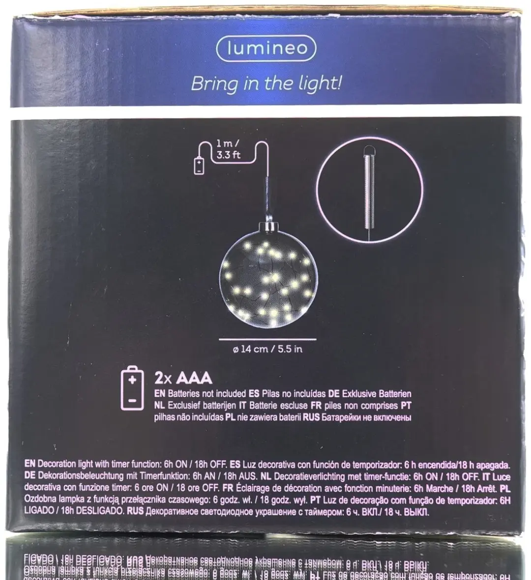 Kaemingk Lumineo Micro-LED Sparkelbal Antraciet Ø14cm - 30 Lampjes Warm Wit - afbeelding 2 van 5
