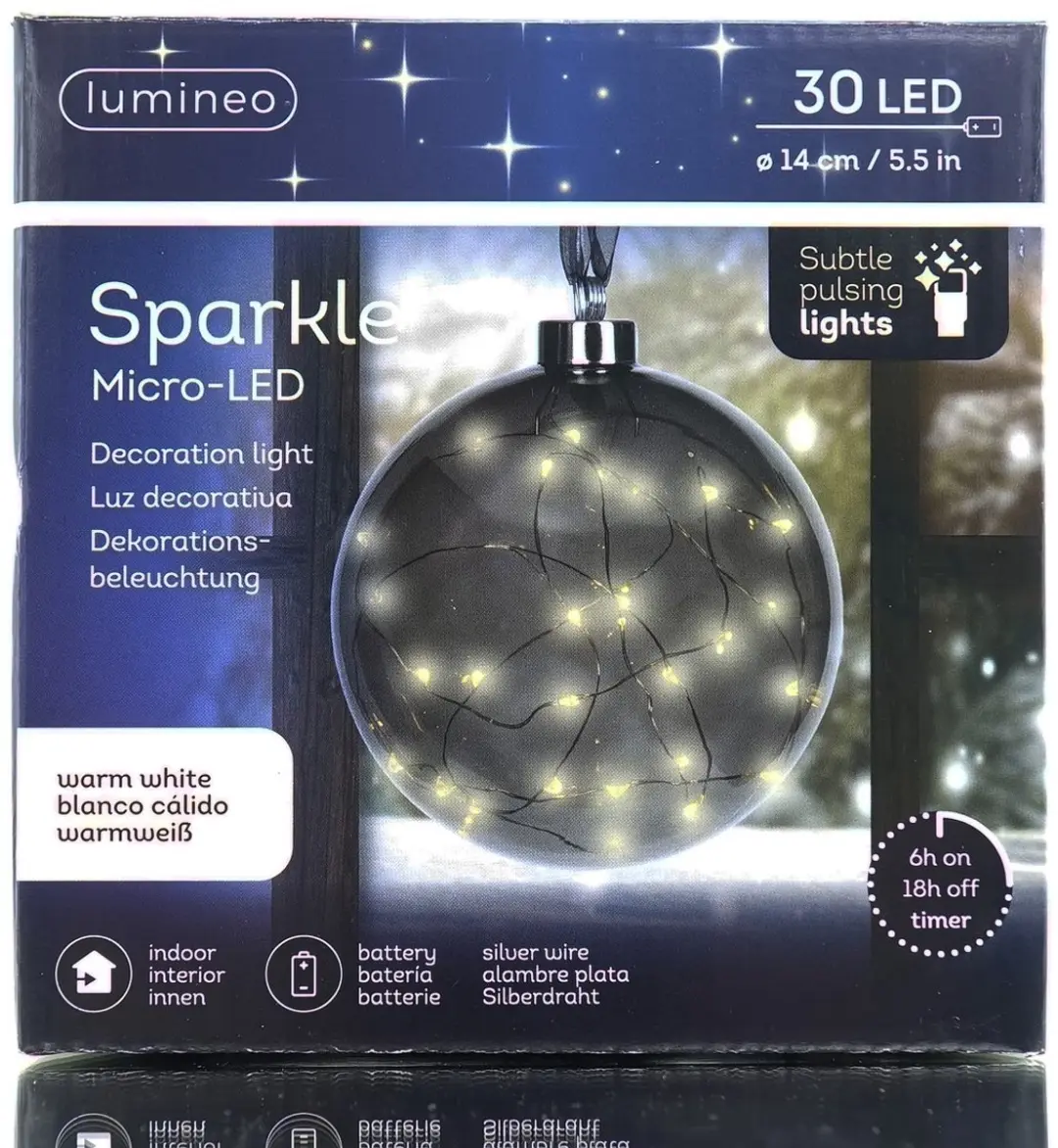 Kaemingk Lumineo Micro-LED Sparkelbal Antraciet Ø14cm