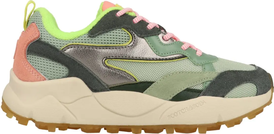 Scotch&Soda sneaker dames Mount w suède groen en roze