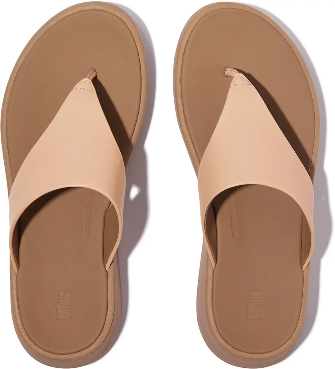 FitFlop FitFlop F-Mode Leather Flatform Toe-Post Sandals BEIGE
