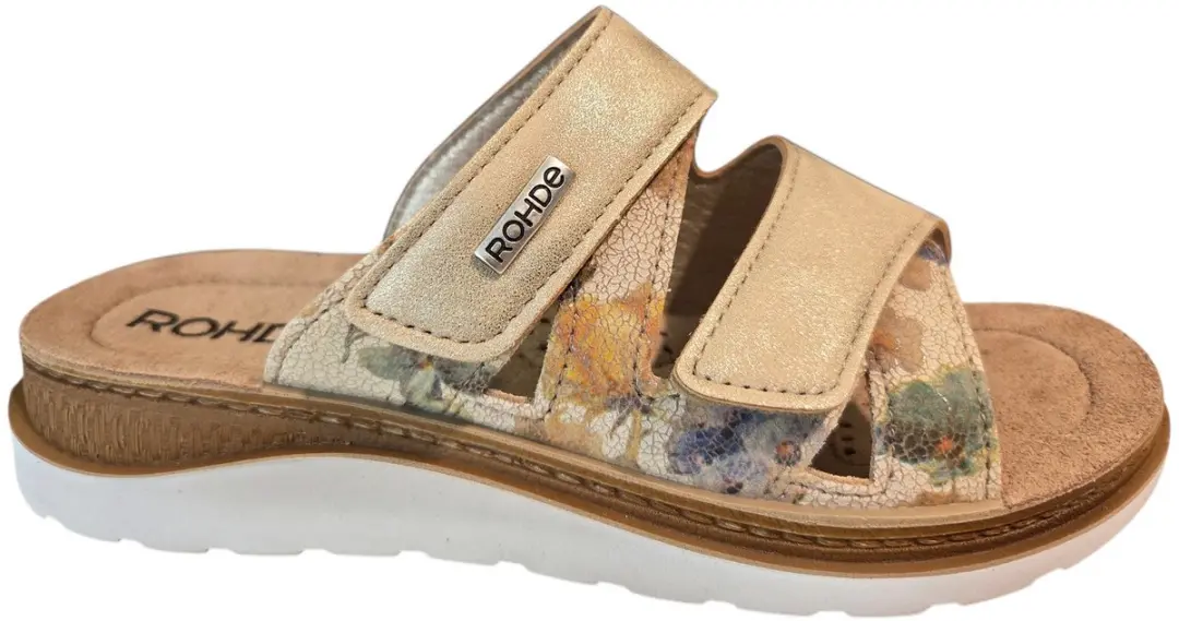 Rohde 1302 14 Slippers Beige Bloemenprint Leer Dames