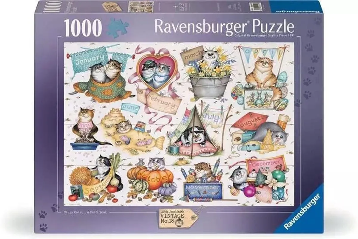 Ravensburger 1000 Stuks Puzzle Kalendarz Szalonych Kotów