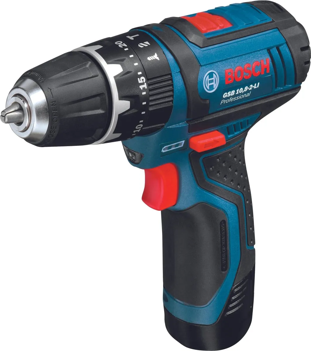 Bosch Professional GSB 12V-15 Schroefklopboormachine - 2x 2.0Ah Accu - Lader - Holster