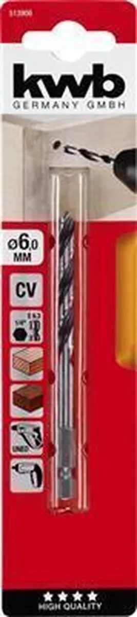 KWB Houtboor 6mm 6-Kant - 1 Stuk